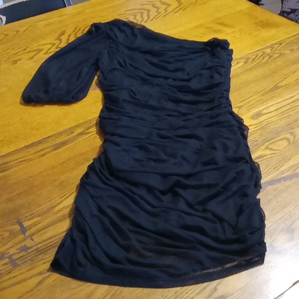 BCBGENERATION Womens 2 BLACK ONE SHOULDER Party RUCHED Club NEW Year's